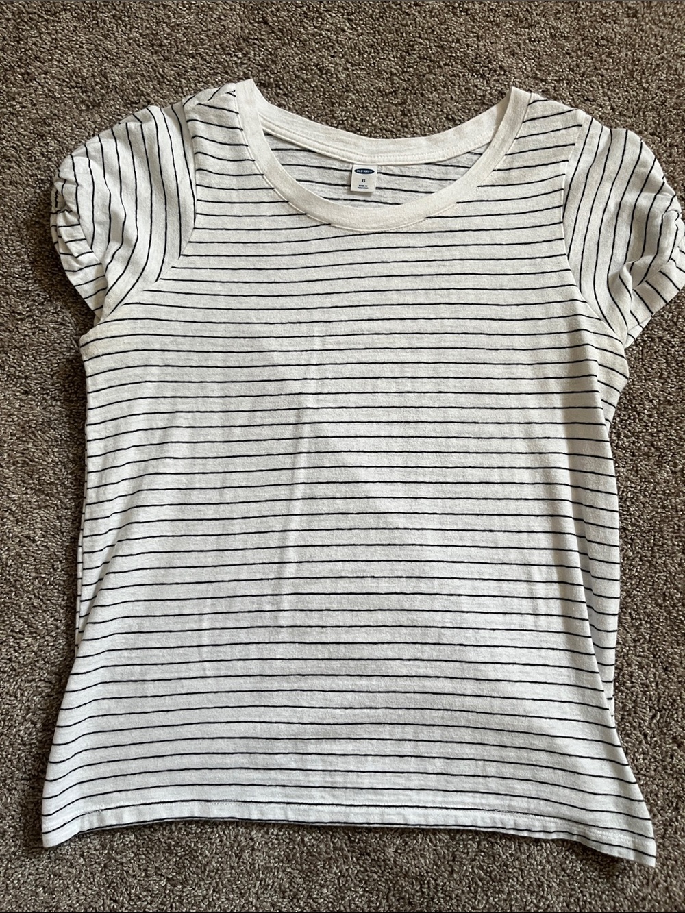 Old Navy White and Black Striped Short Sleeve Tee Women’s Size XS